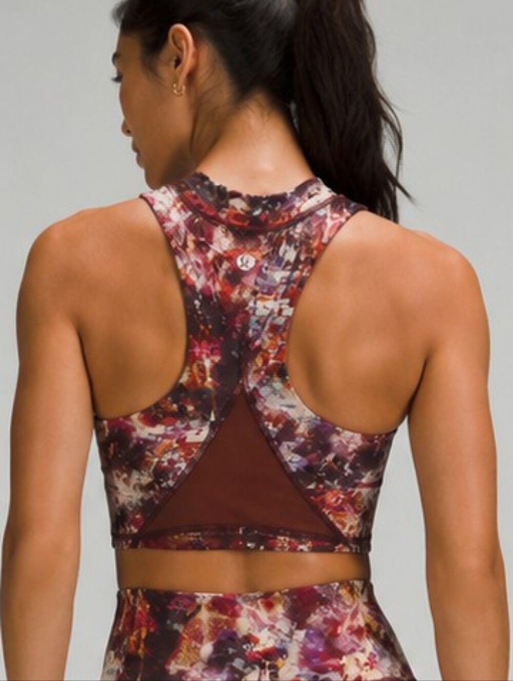 Lululemon Women Print High Neck Racerback Longline Built In Bra Crop Size Xs - Picture 2 of 5